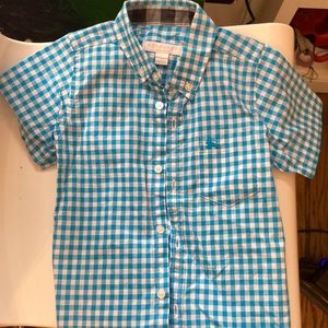 Burberry checkered blue and white button down size 4y